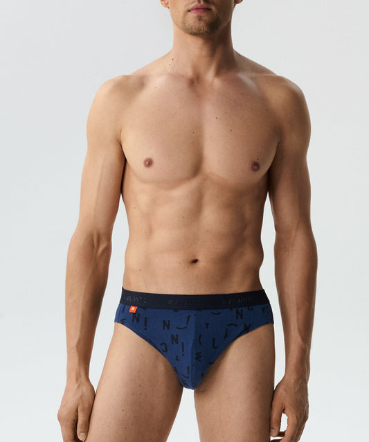 Slip da uomo in cotone elasticizzato - 3MP-171 - pack da 3 pezzi - Blu - Lullaby Lingerie