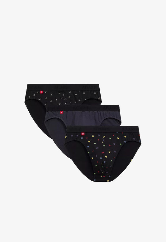 Slip da uomo in cotone elasticizzato - 3MP-175/24 - pack da 3 pezzi - RETRO VIDEOGAMES - Lullaby Lingerie