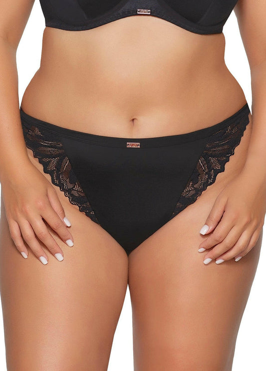 Slip donna brasiliano in microfibra e pizzo - Nero - 2016 - Lullaby Lingerie