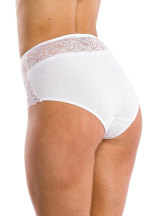 Slip donna in cotone elasticizzo a vita alta - confezione da 2 pezzi - LPF 280 Bianco - Lullaby Lingerie