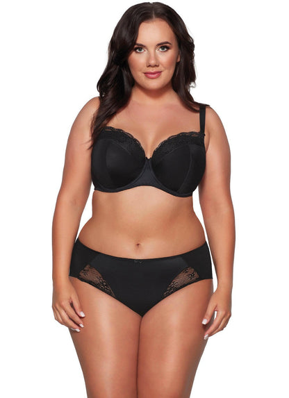 Slip donna in microfibra e pizzo - ODETTE - Nero - 2112 - Lullaby Lingerie