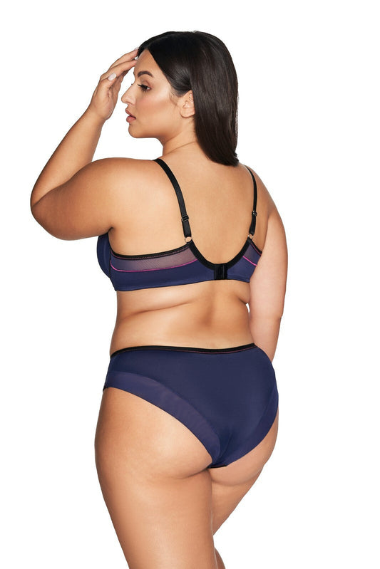 Slip donna in microfibra e rete ricamata - Navy Blue - Lullaby Lingerie