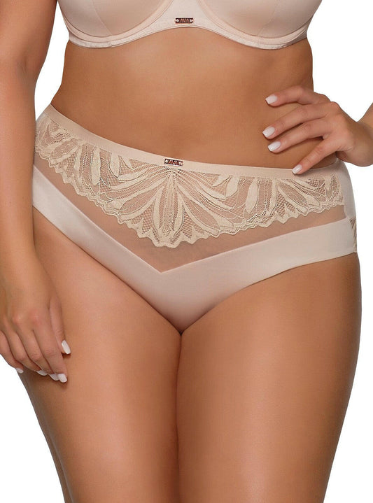 Slip in microfibra e pizzo  - Yasmin - Beige - 2107 - Lullaby Lingerie