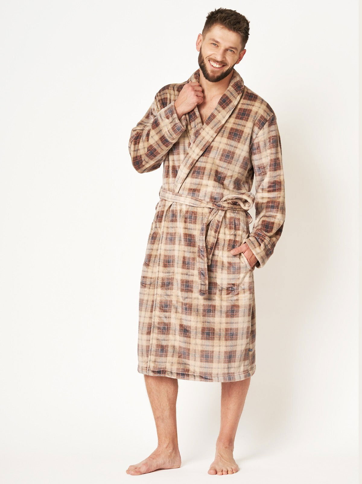 Vestaglia da uomo in morbido tessuto a quadri - MGL 402 - Lullaby Lingerie