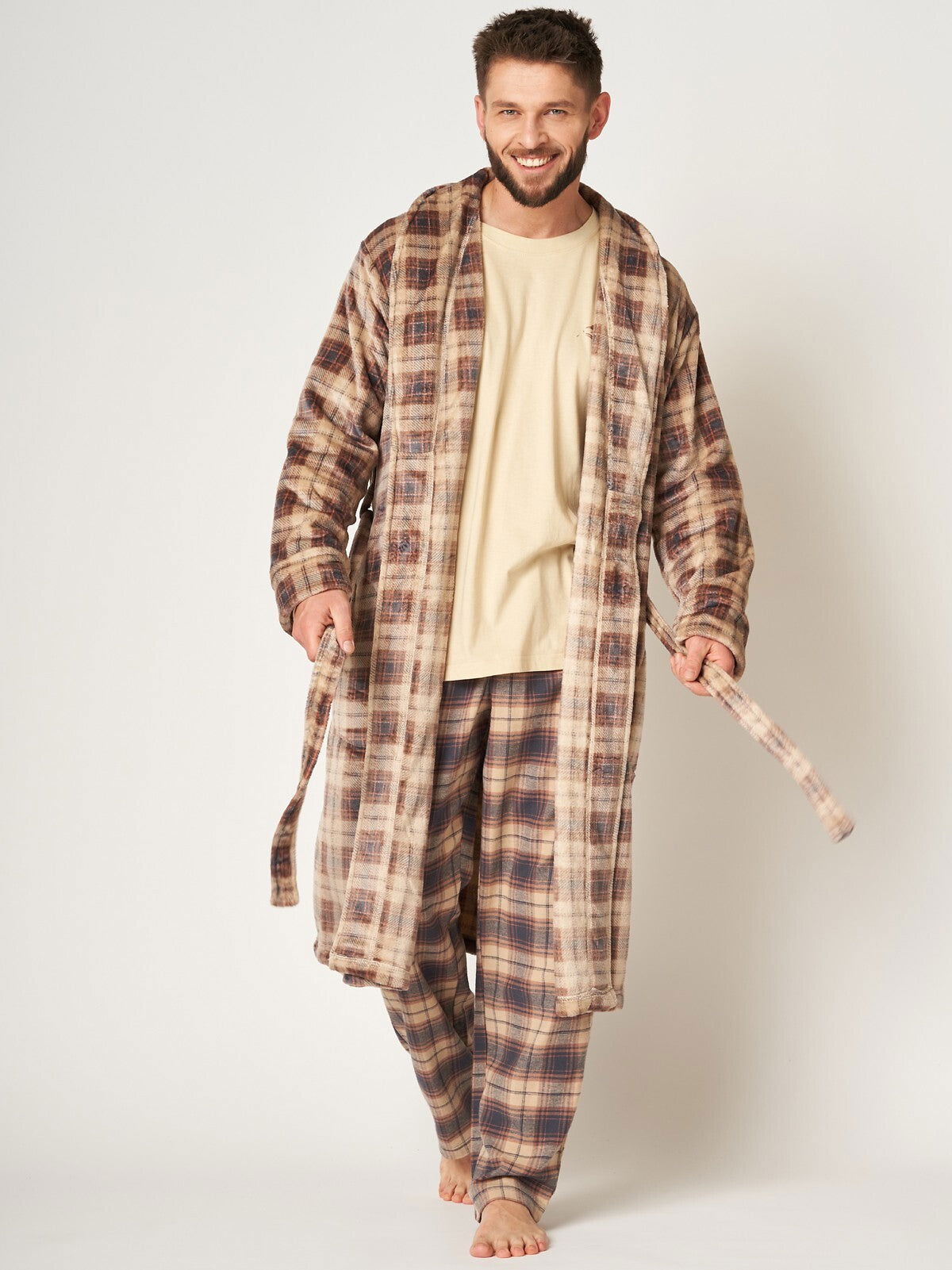 Vestaglia da uomo in morbido tessuto a quadri - MGL 402 - Lullaby Lingerie