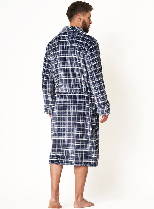 Vestaglia da uomo in tessuto morbido a quadri - MGL 432 - Lullaby Lingerie