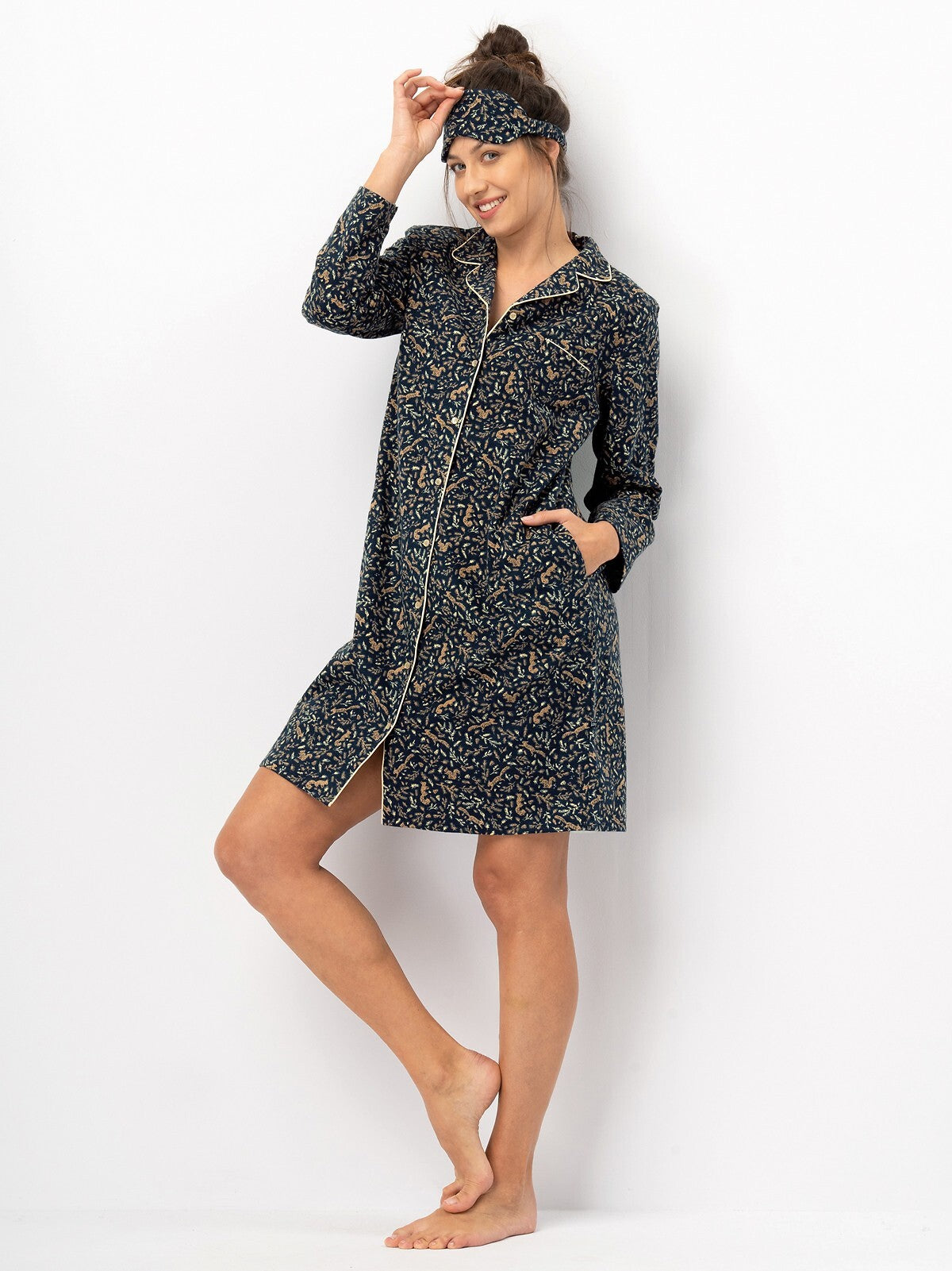 Abito a camicia / camicia da notte in flanella con stampa