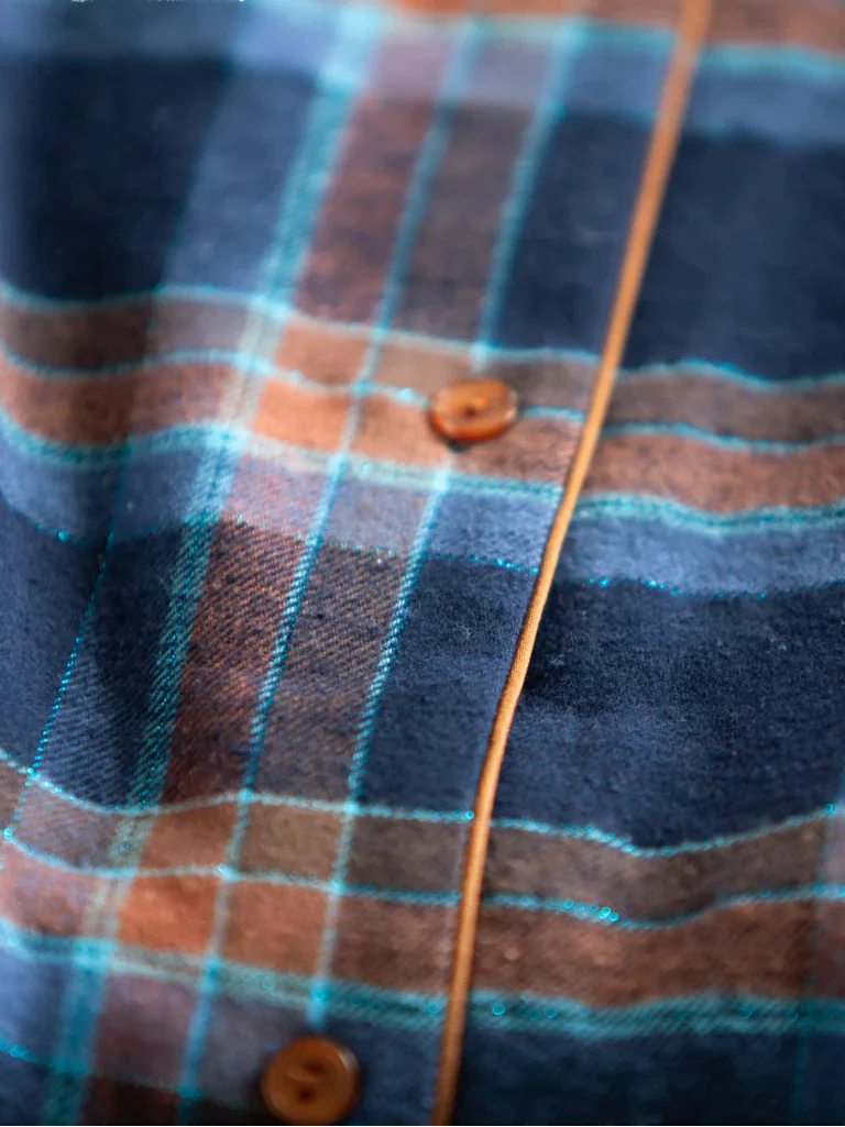 Abito a camicia lungo in flanella di cotone a quadri | lnd