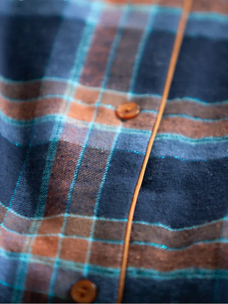 Abito a camicia lungo in flanella di cotone quadri | lnd 431