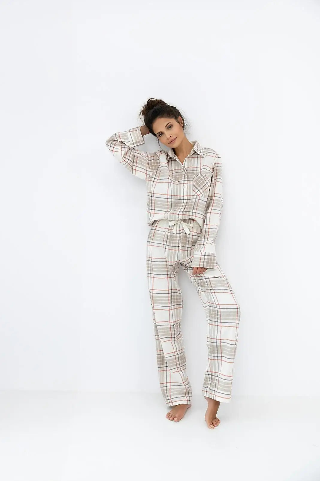 Adalyn | pigiama aperto da donna in flanella di cotone