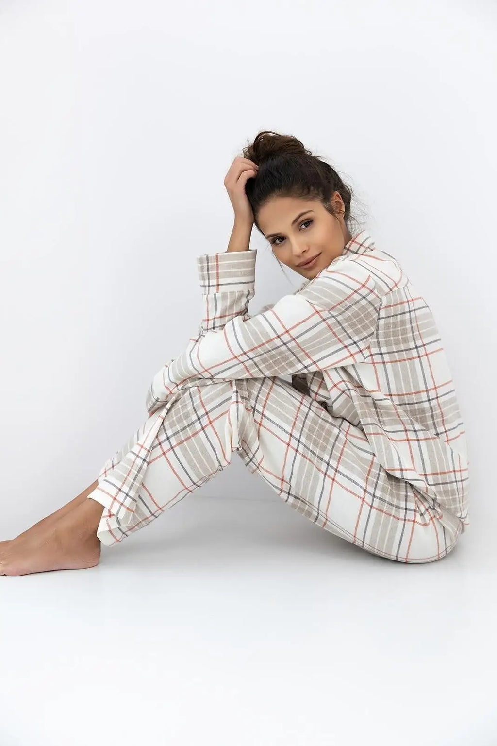 Adalyn | pigiama aperto da donna in flanella di cotone