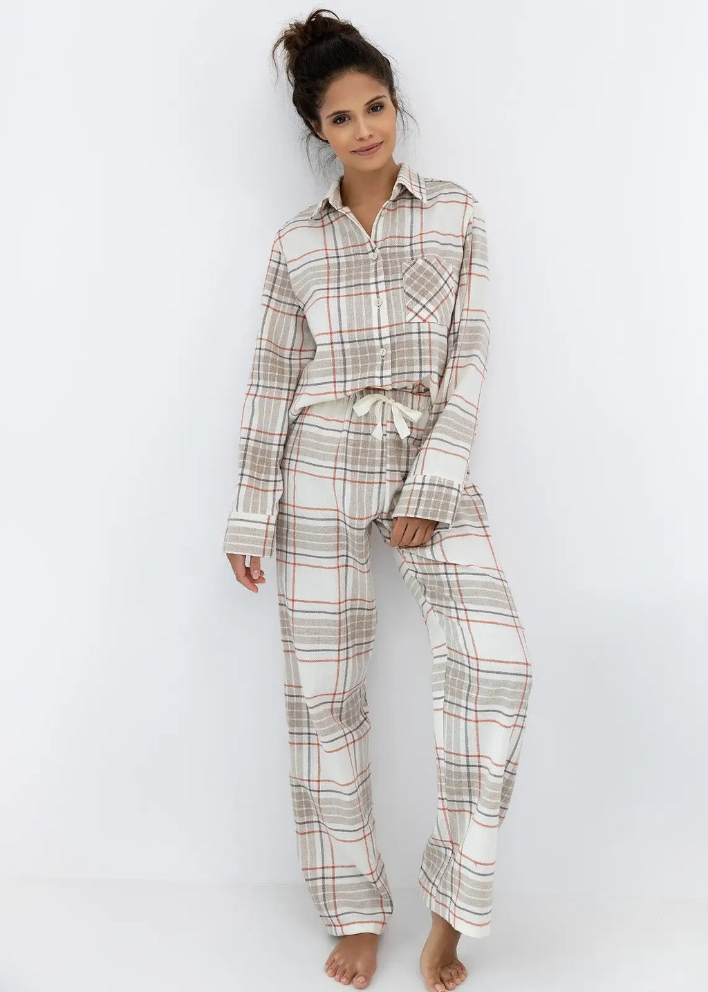 Adalyn | pigiama aperto da donna in flanella di cotone