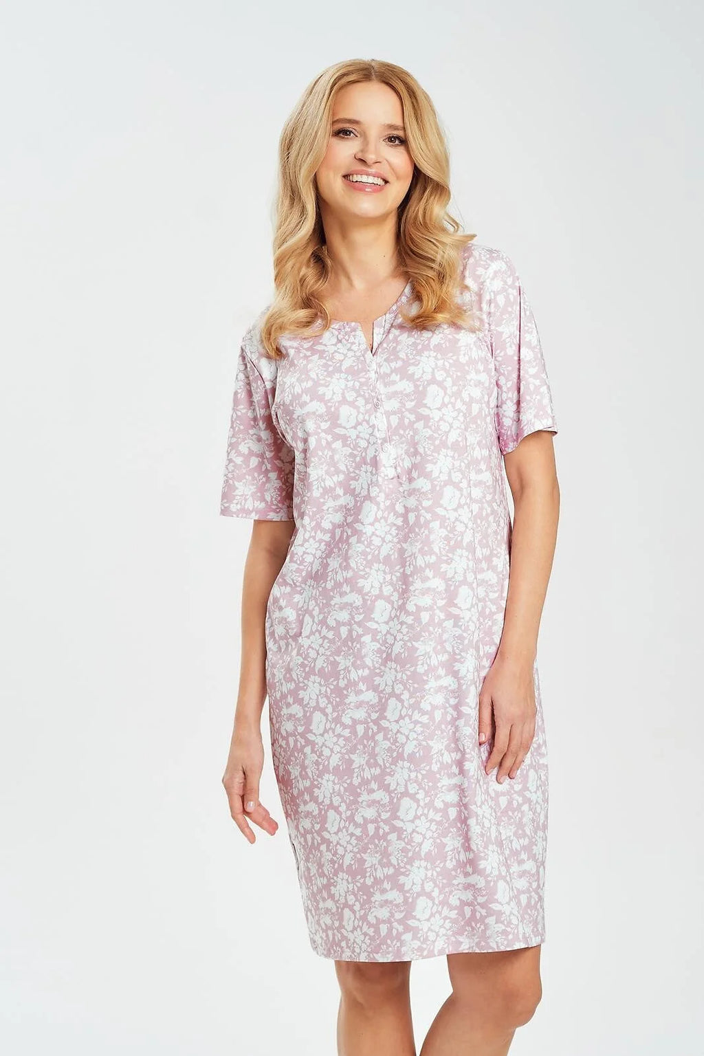 Adria | camicia da notte in 100% cotone con stampa floreale