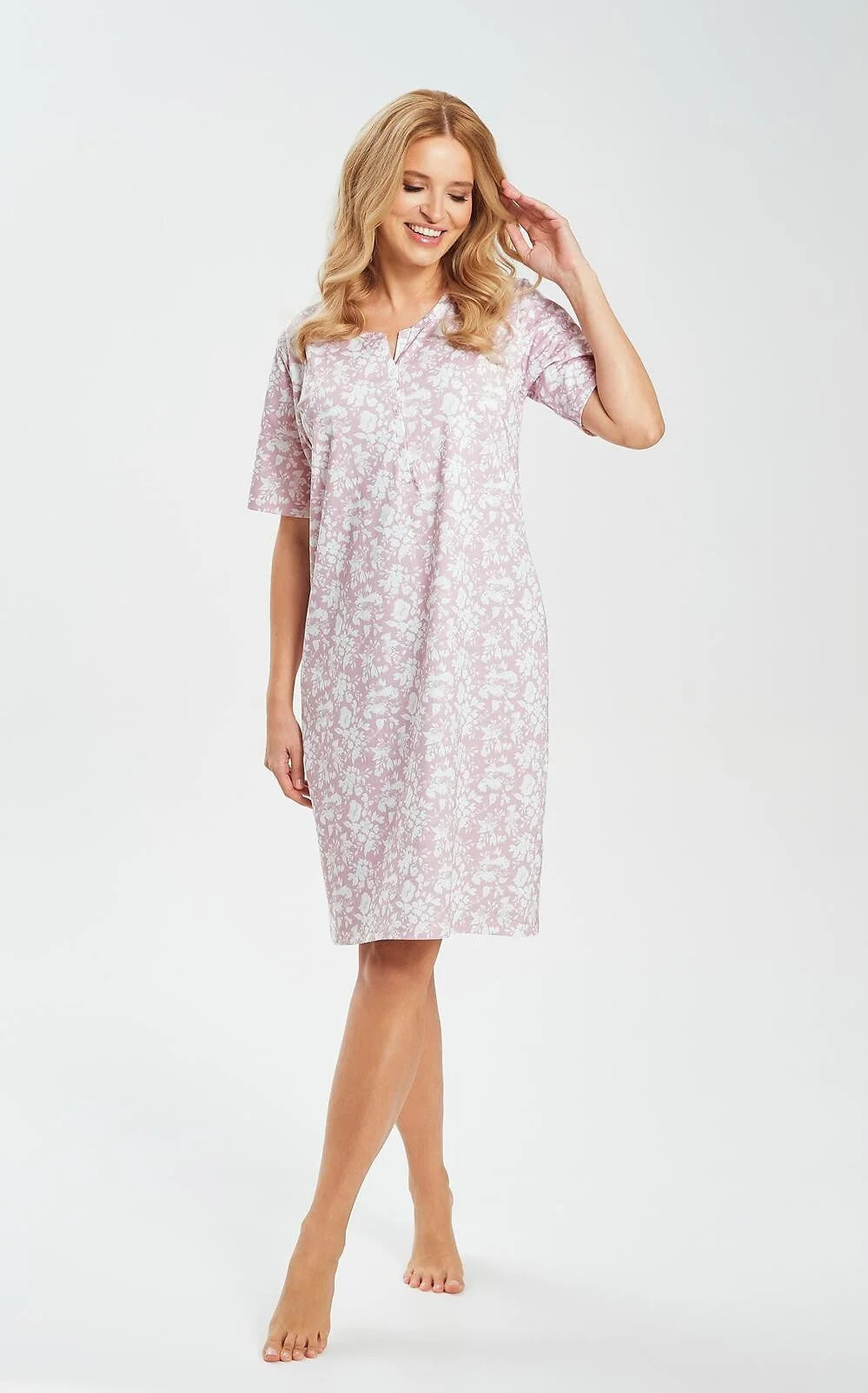 Adria | camicia da notte in 100% cotone con stampa floreale
