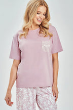 Adria | pigiama donna in 100% cotone – t-shirt con taschino