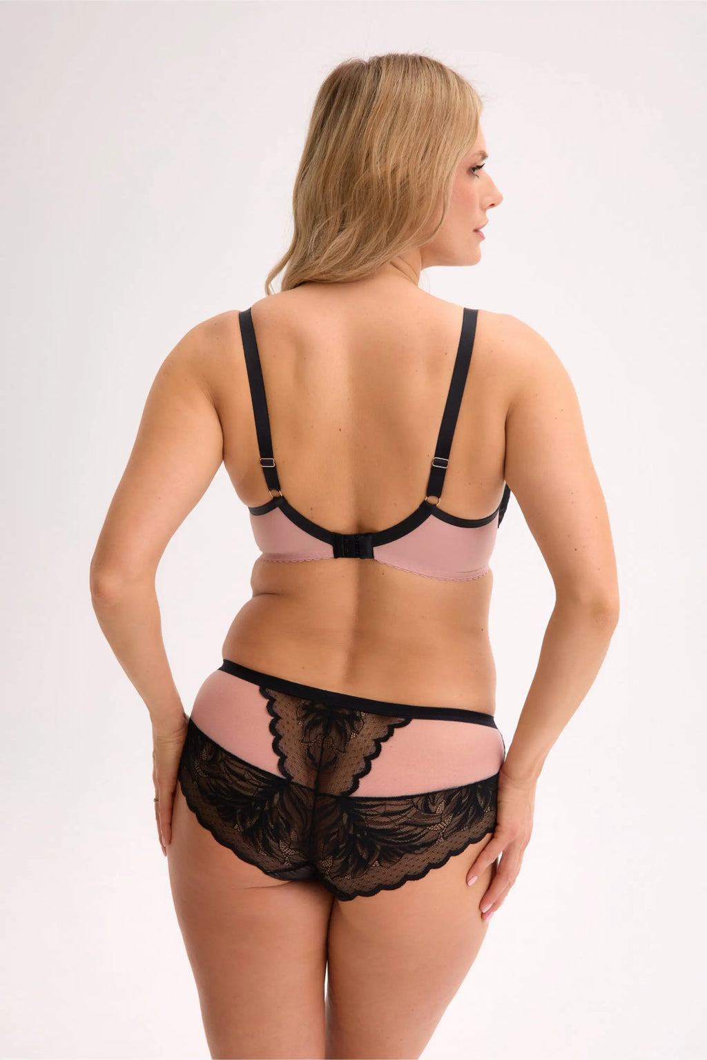 Amara elara | reggiseno semi soft nero e rosa con pizzo