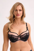 Amara elara | reggiseno semi soft nero e rosa con pizzo