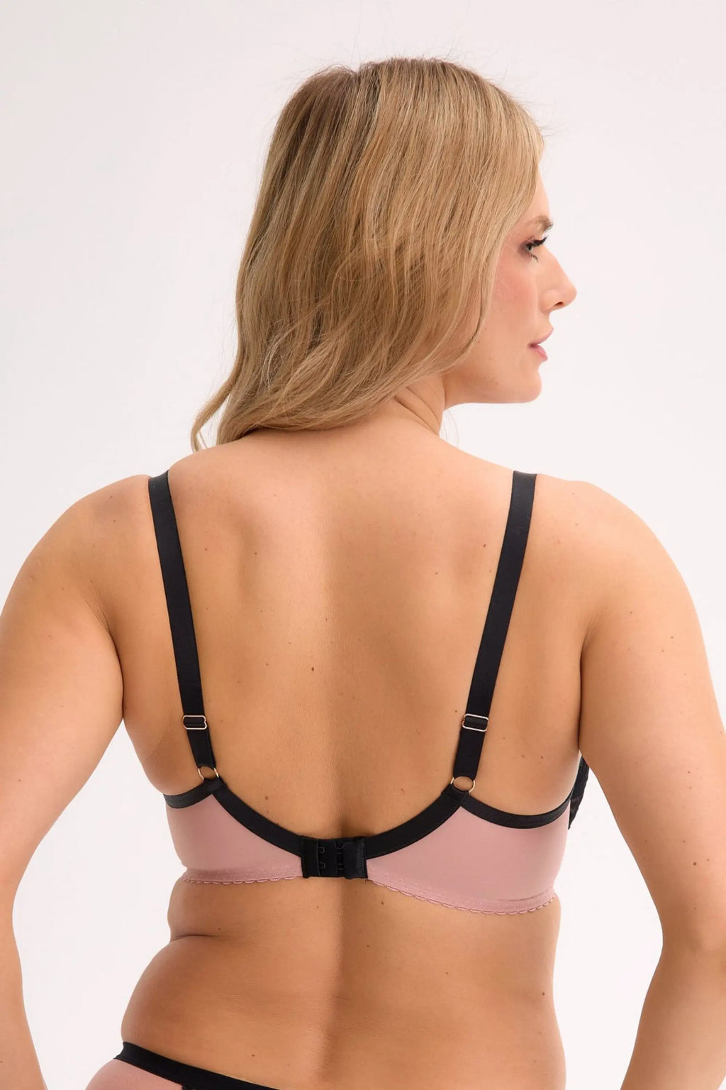 Amara elara | reggiseno semi soft nero e rosa con pizzo