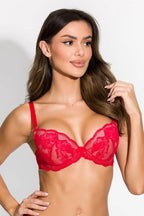 Amelia | reggiseno push up in pizzo - rosso