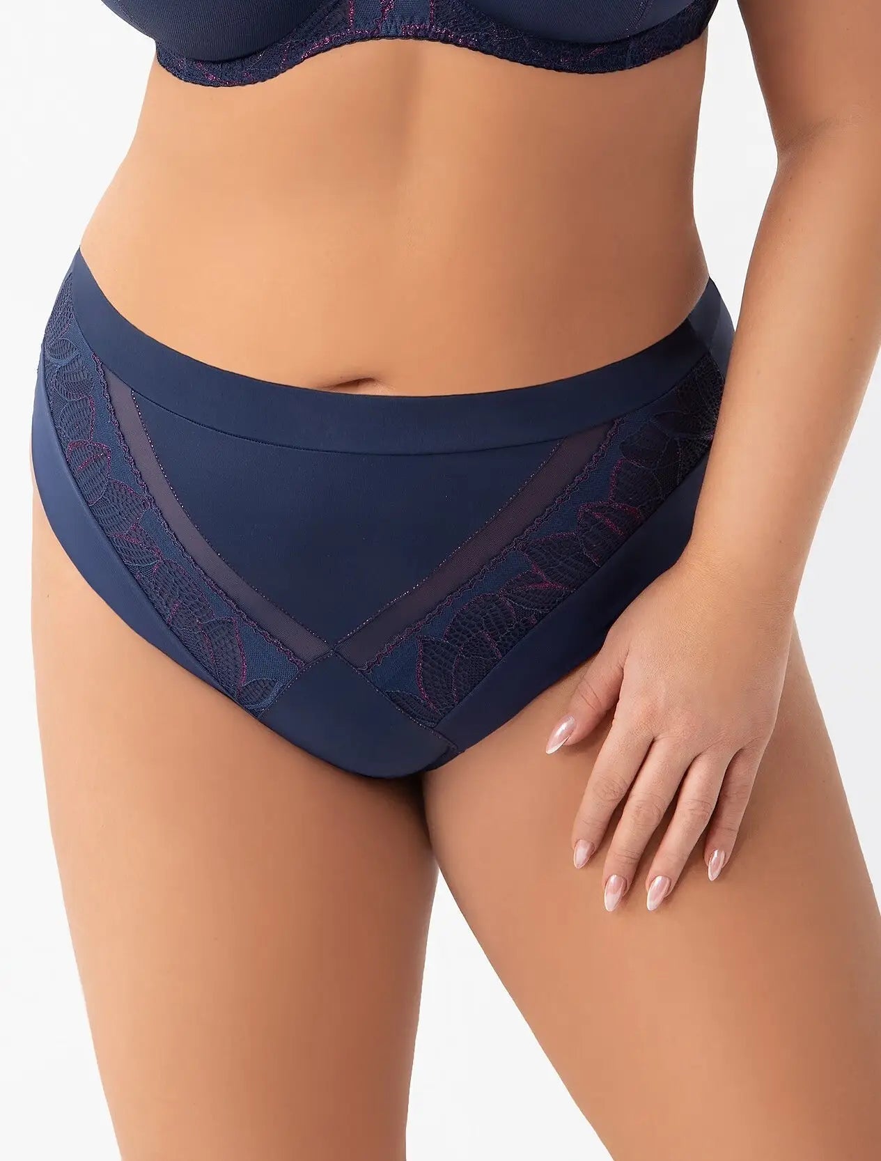 Astrid | slip brasiliano in microfibra con inserti pizzo