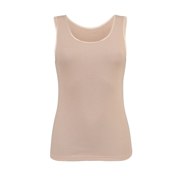 Camiseta básica de tirantes para mujer, 100 % algodón, con ribete de satén - CLARISSA