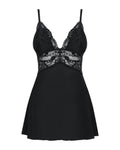 Babydoll nero con pizzo floreale | chiara 800