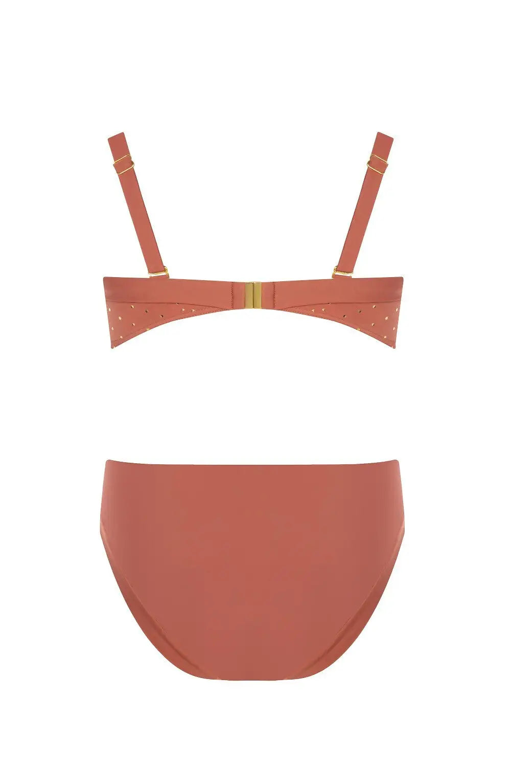 Bikini con dettagli gold – eleganza a pois e sostegno