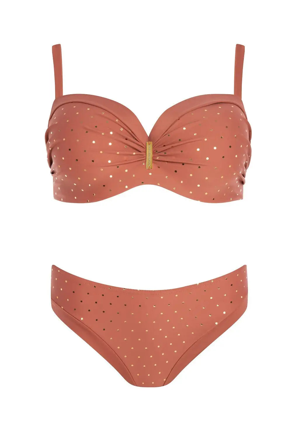 Bikini con dettagli gold – eleganza a pois e sostegno