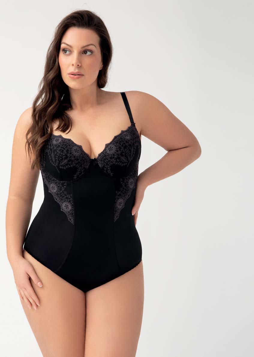 Body con feretto coppe imbottite - livia - nero