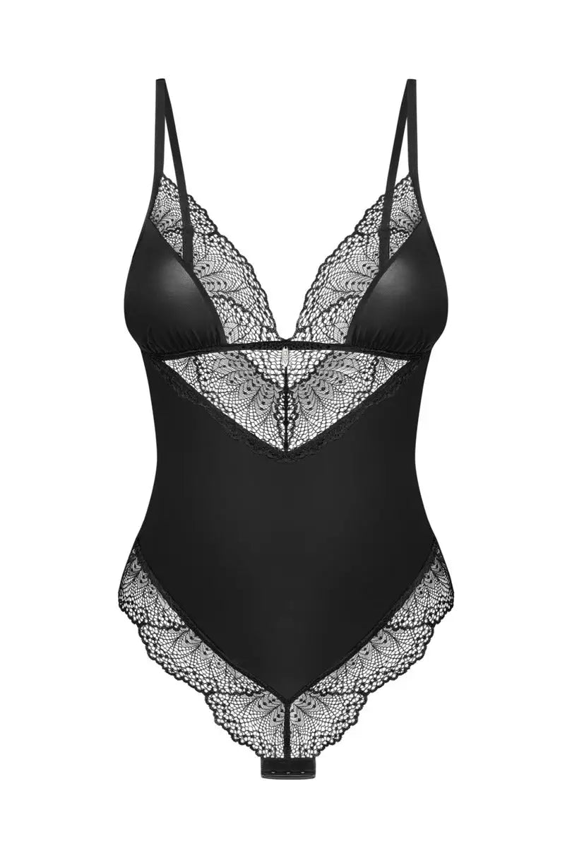 Body nero in pizzo con dettagli eleganti | lobellis