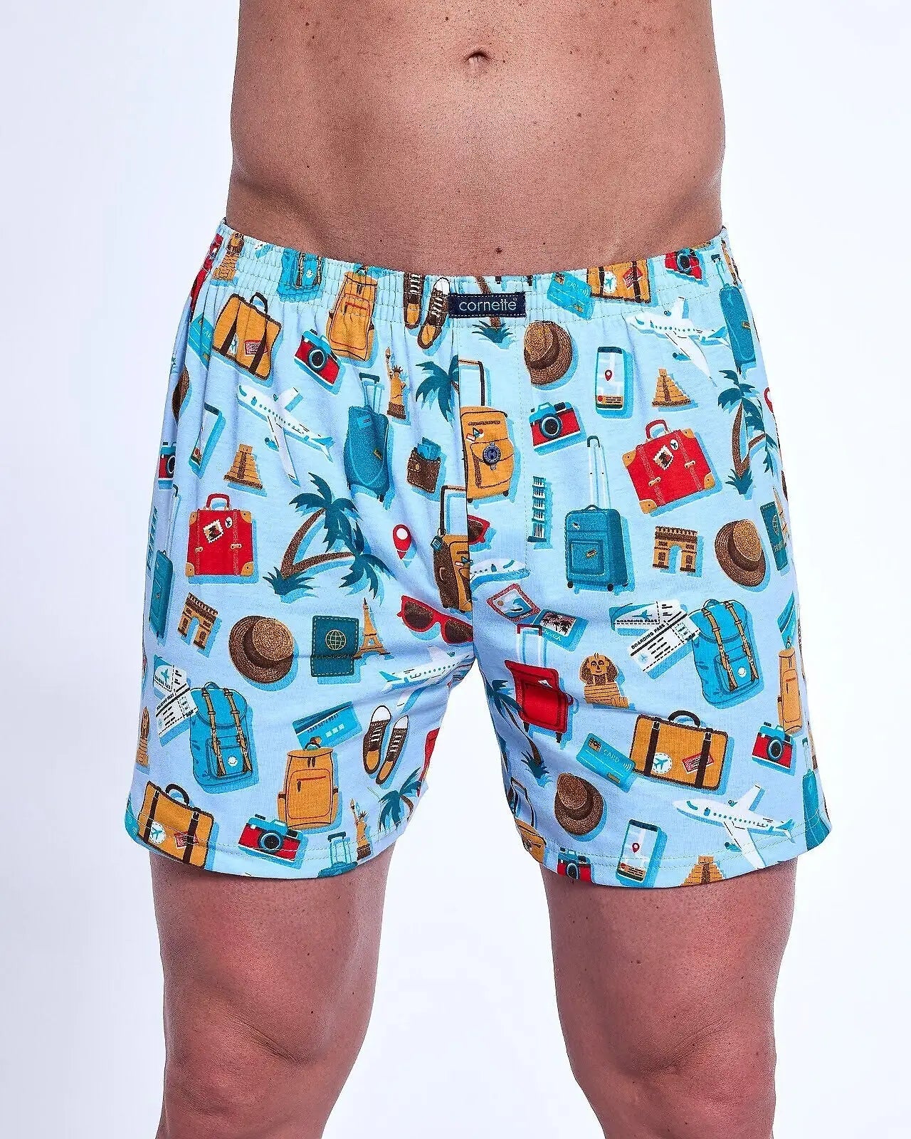 Boxer uomo ampio con bottoni in cotone elasticizzato