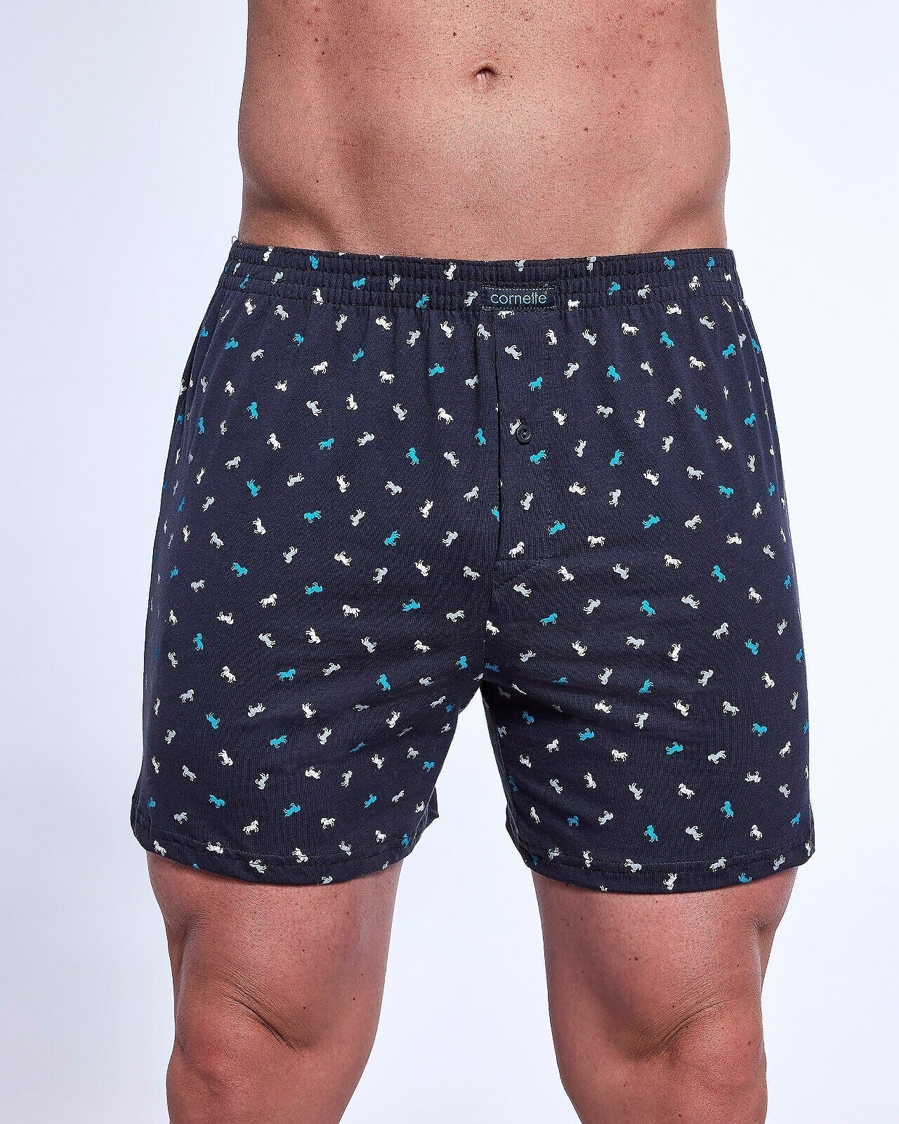 Boxer uomo ampio con bottoni in cotone elasticizzato