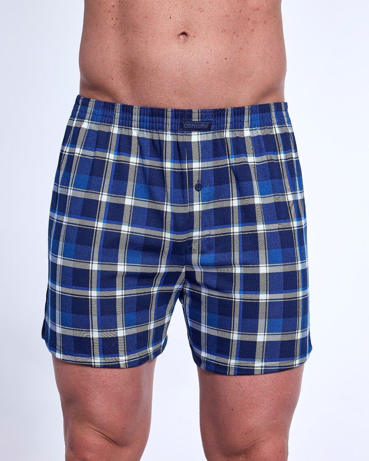 Boxer uomo ampio con bottoni in cotone elasticizzato