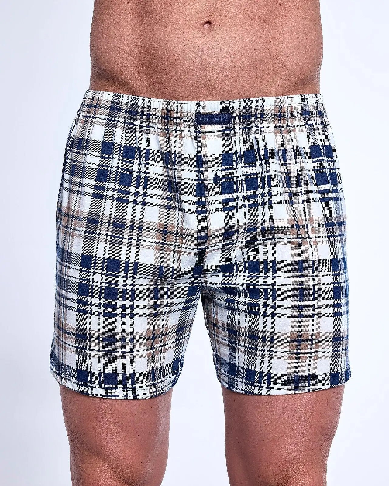 Boxer uomo ampio con bottoni in cotone elasticizzato