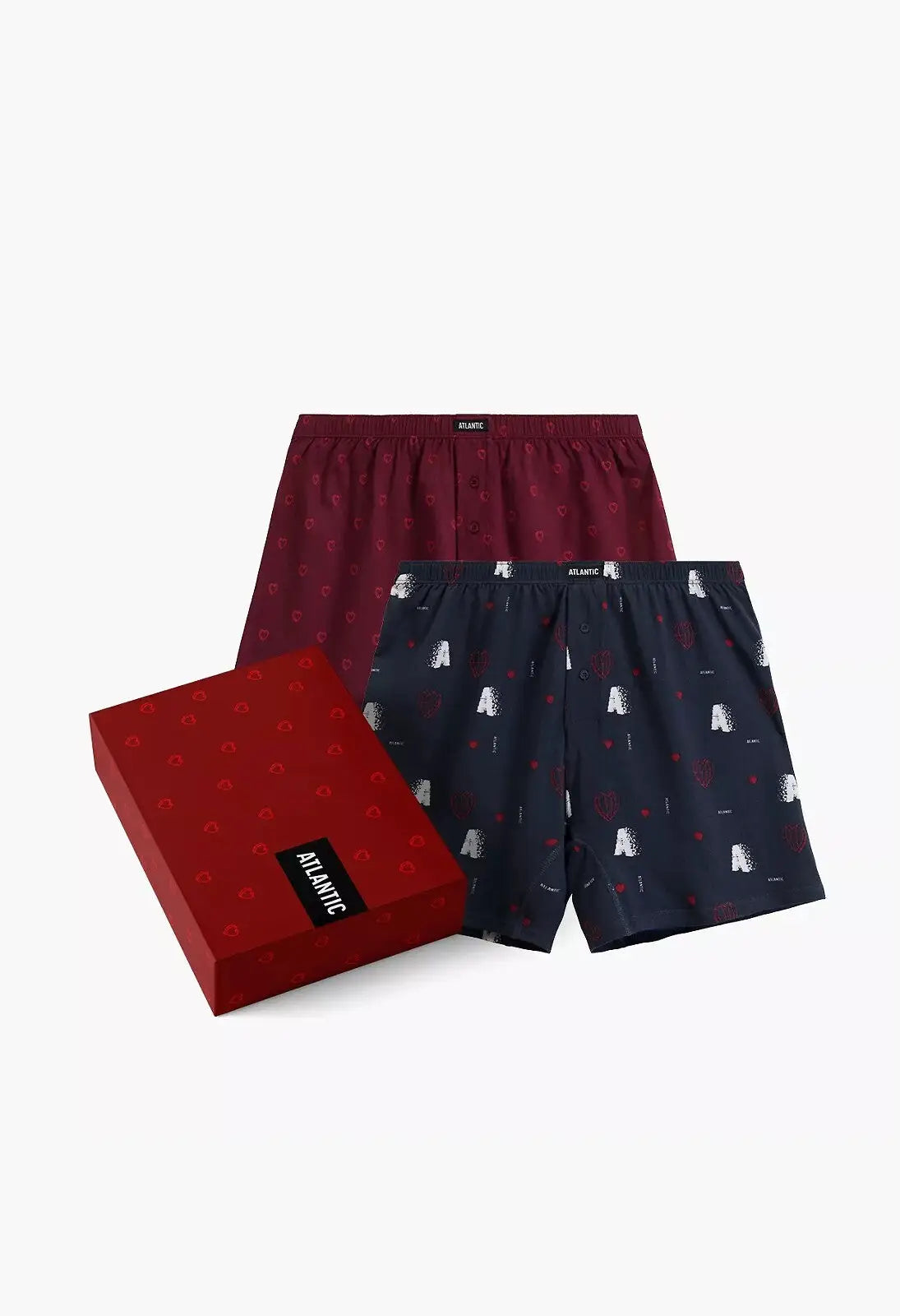 Boxer uomo larghi in cotone a cuori – pack da 2 pezzi
