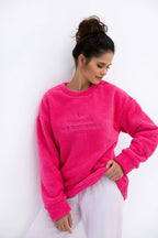 Brooklyn | calda felpa donna in tessuto soft con scritta
