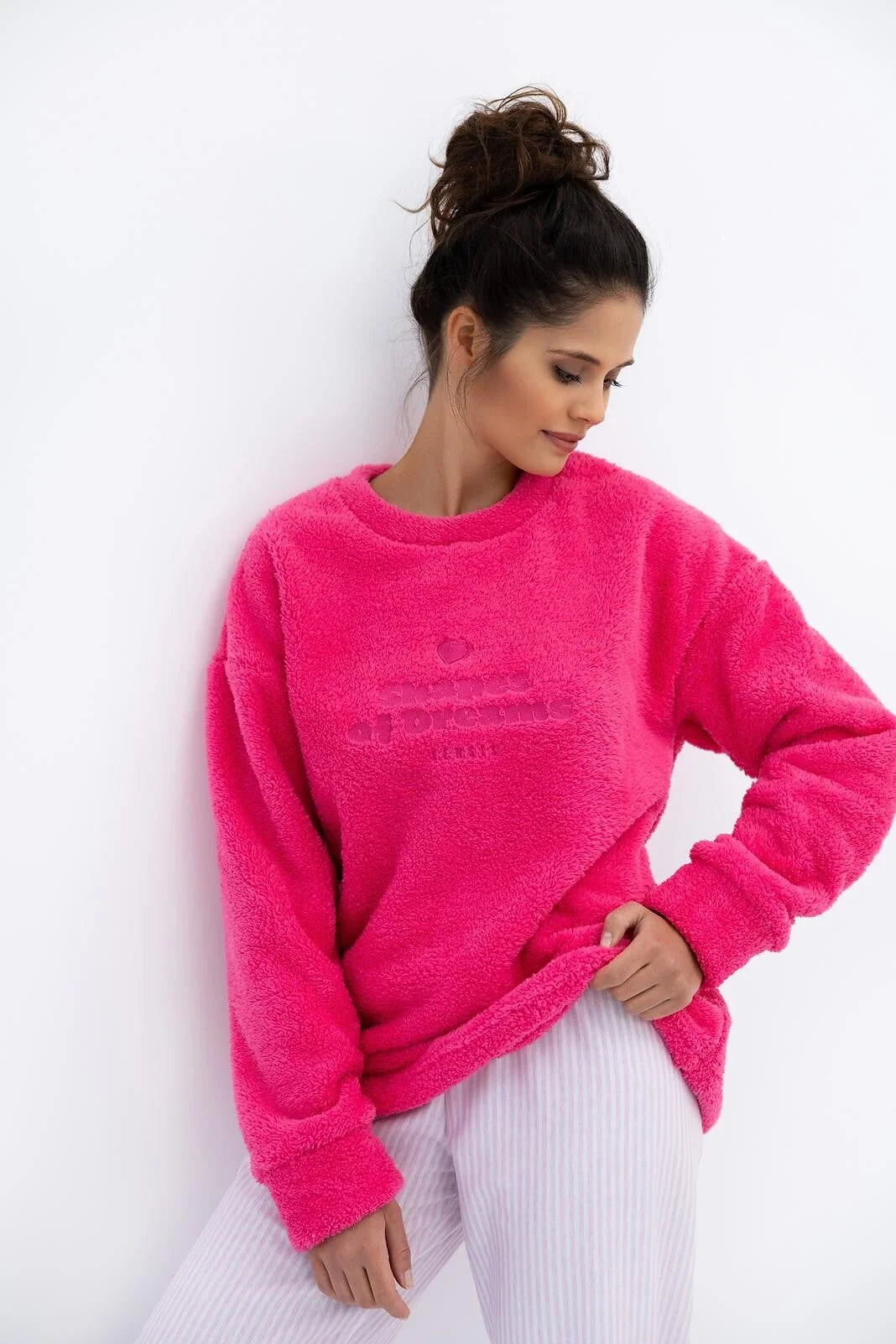 Brooklyn | calda felpa donna in tessuto soft con scritta