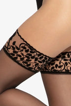 Calze autoreggenti con bordo decorativo in pizzo flockato