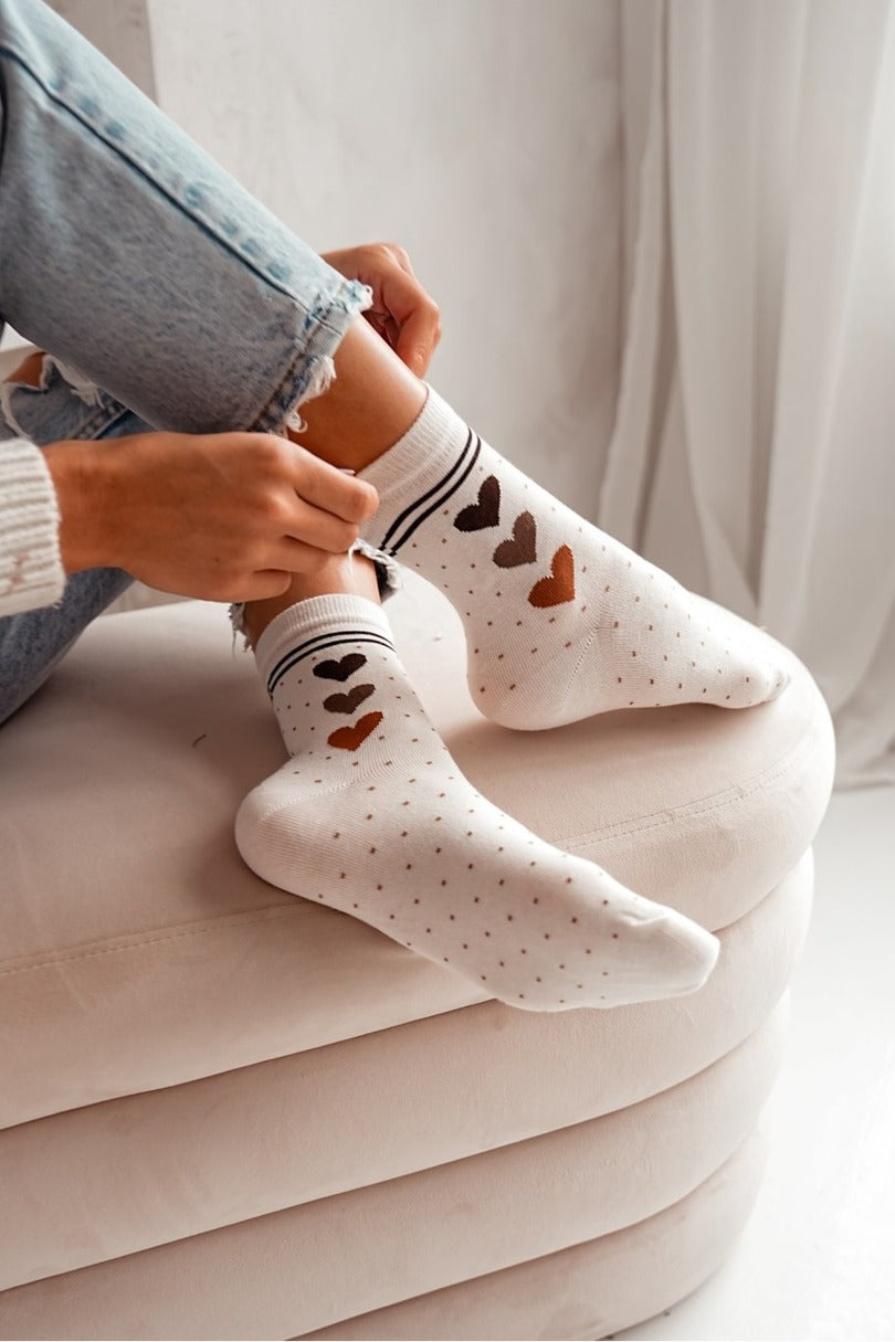 Calze corte da donna in cotone - 0200.011 - cuori