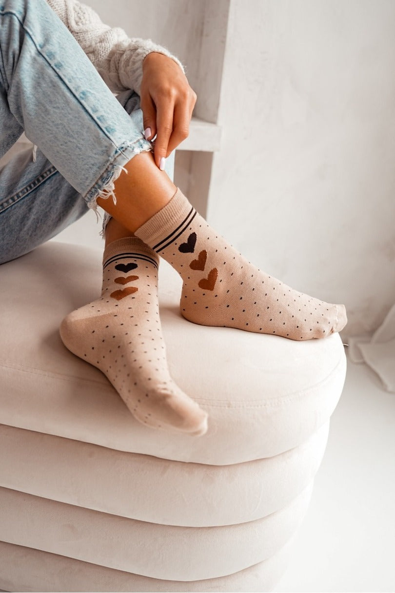 Calze corte da donna in cotone - 0200.011 - cuori
