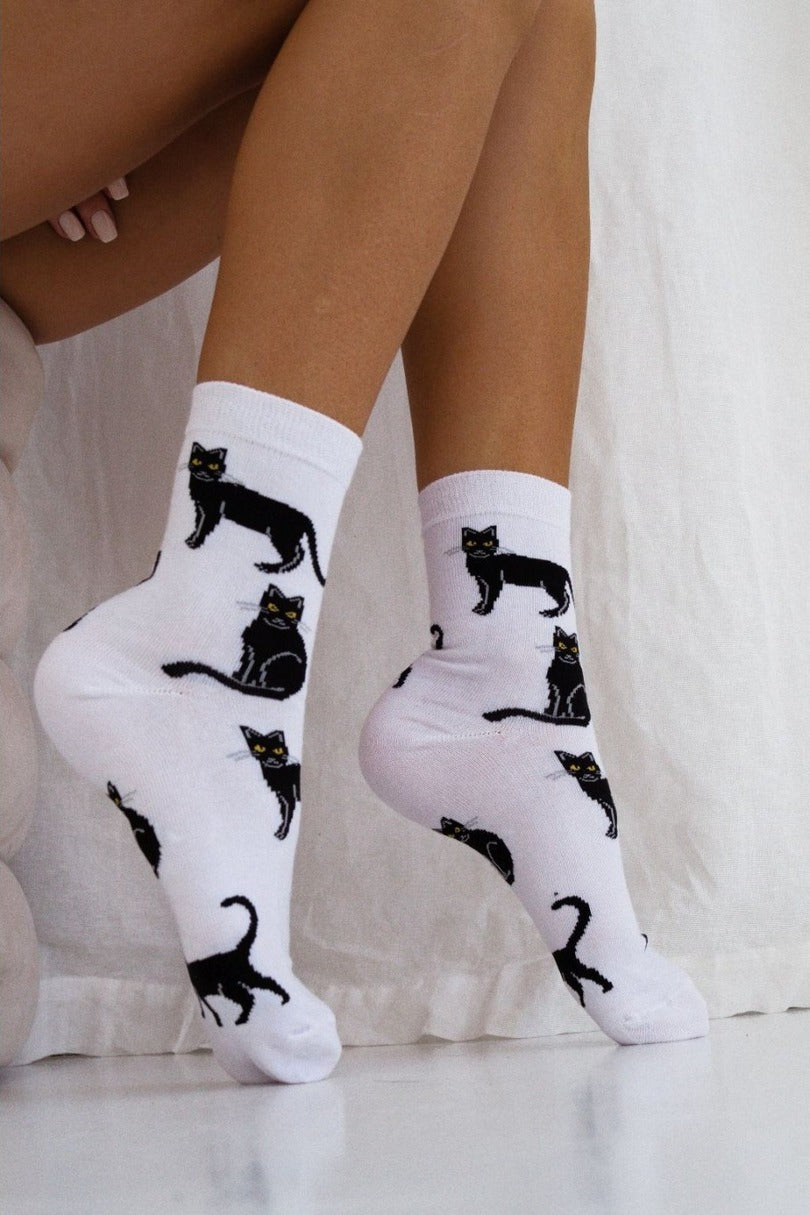 Calze corte da donna in cotone | 0200.024 - gattini