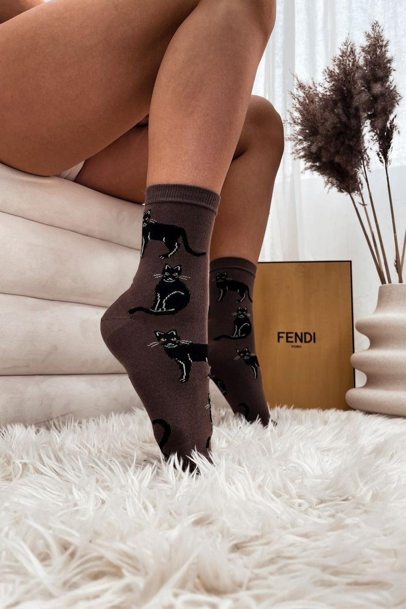 Calze corte da donna in cotone | 0200.024 - gattini
