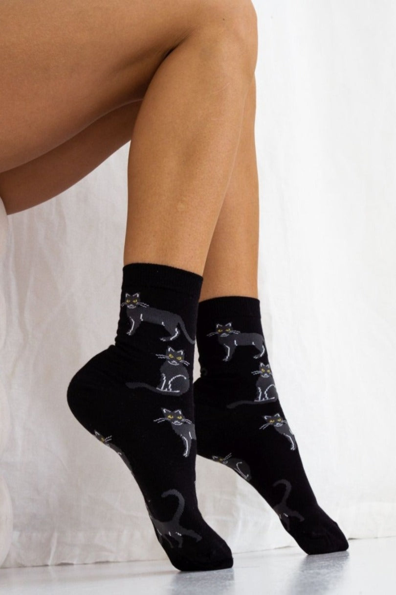 Calze corte da donna in cotone | 0200.024 - gattini