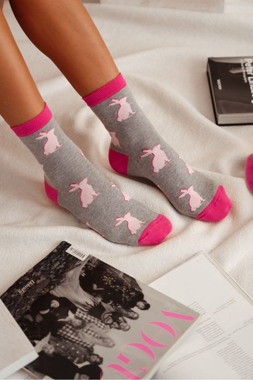 Calze corte da donna in cotone - 0200.153 - coniglietti