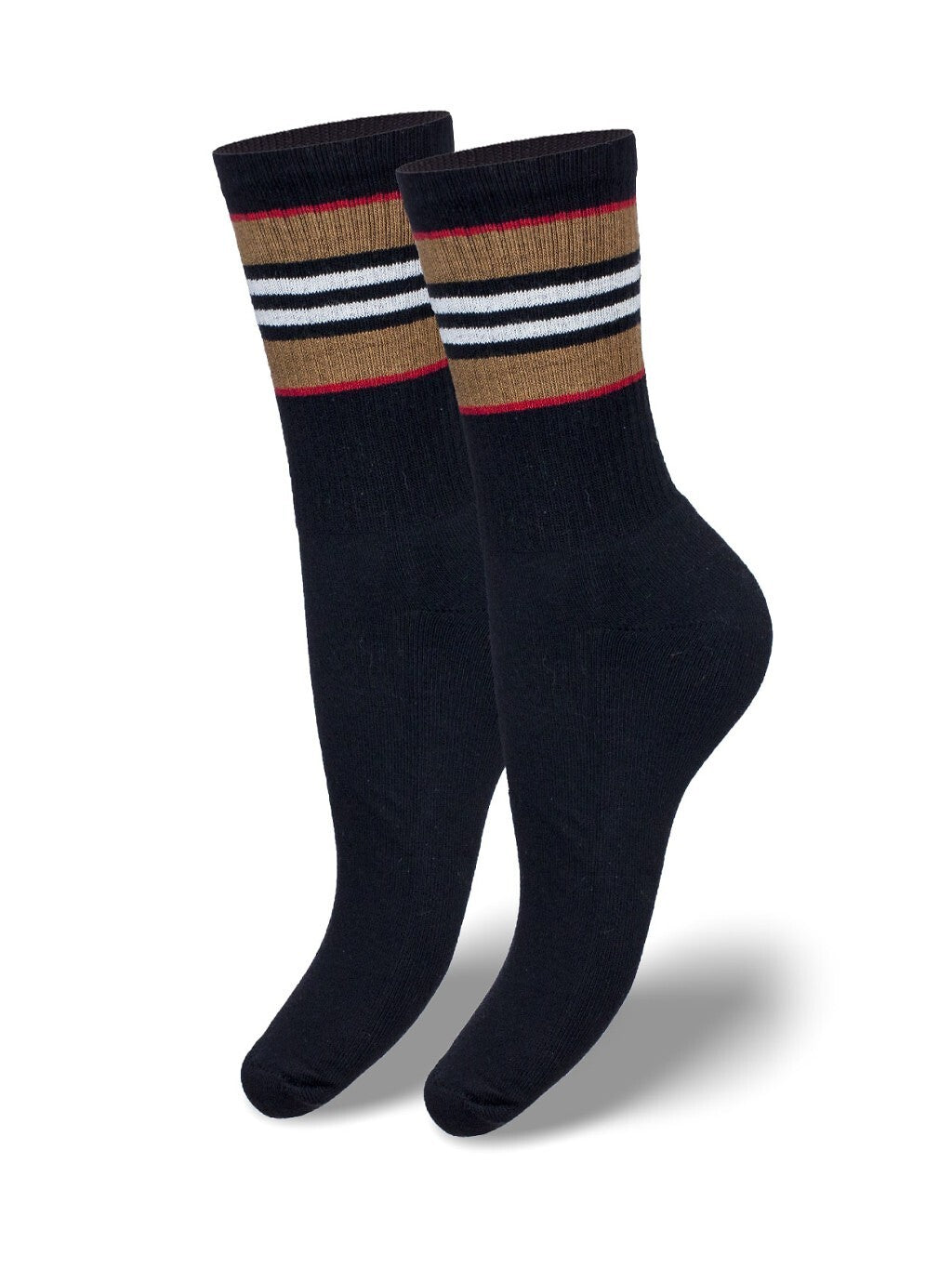 Calze corte donna - 0071-006 - con polsino a righe