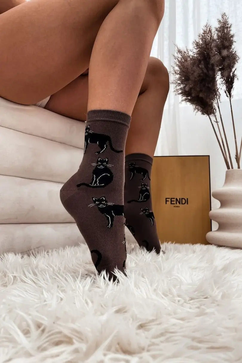 Calze corte da donna in cotone | 0200.024 - gattini