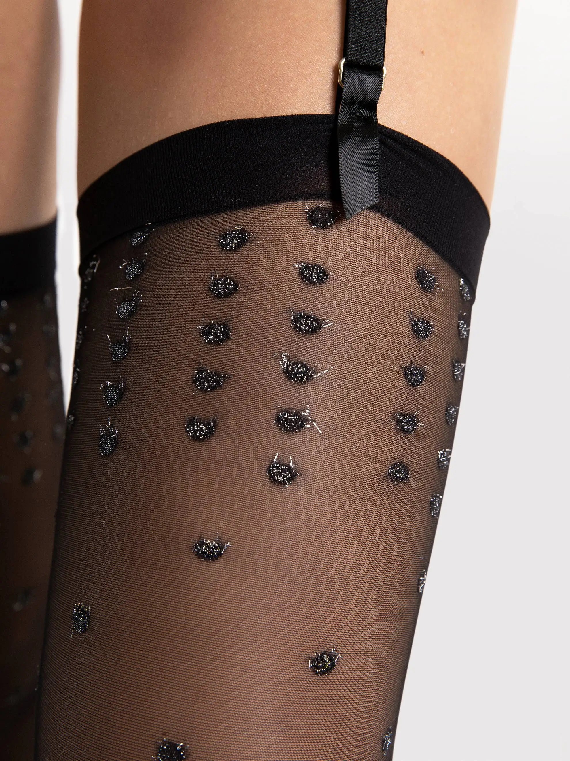 Calze opache per reggicalze con motivo a riga posteriore