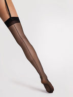 Calze opache per reggicalze con motivo a riga posteriore 20