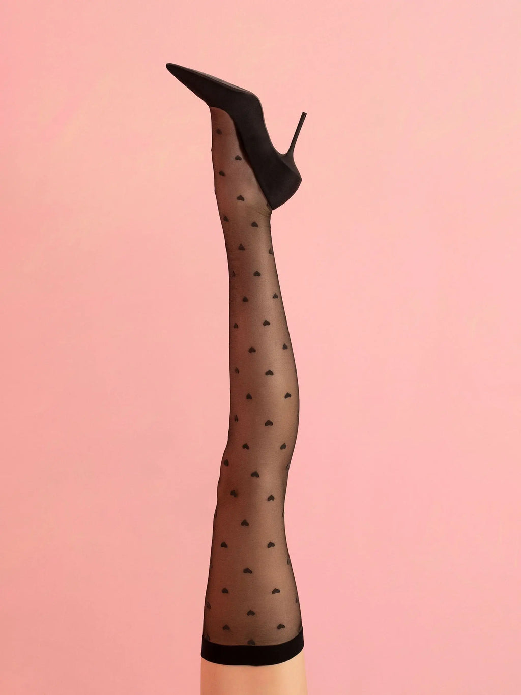 Calze per reggicalze con fantasia a piccoli cuori - 15 den