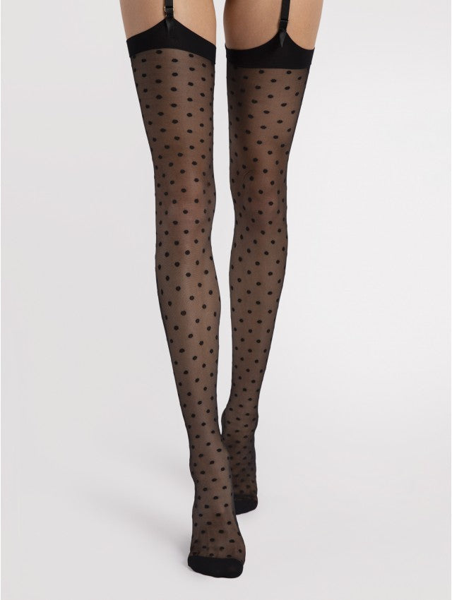 Calze per reggicalze a fantasia pois 20 den | stile retrò